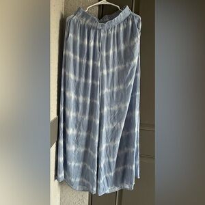 Phil Love Boho Chic Relaxed Crop Tank Top And Match Pants Set M blue and White.